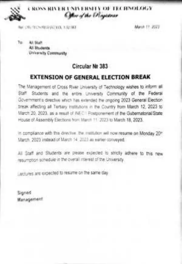 UNICROSS extension of general elections