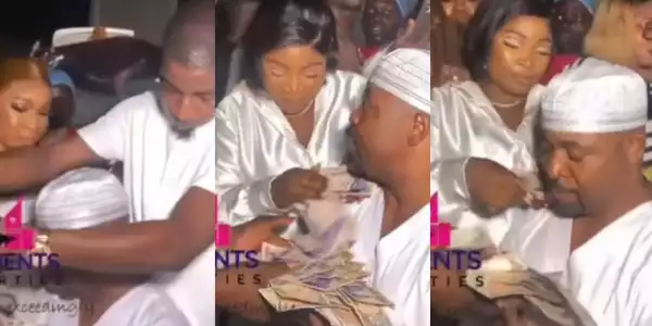 Adorable moment MC Oluomo’s children serenade him with money and love at his first wife’s birthday (Video)