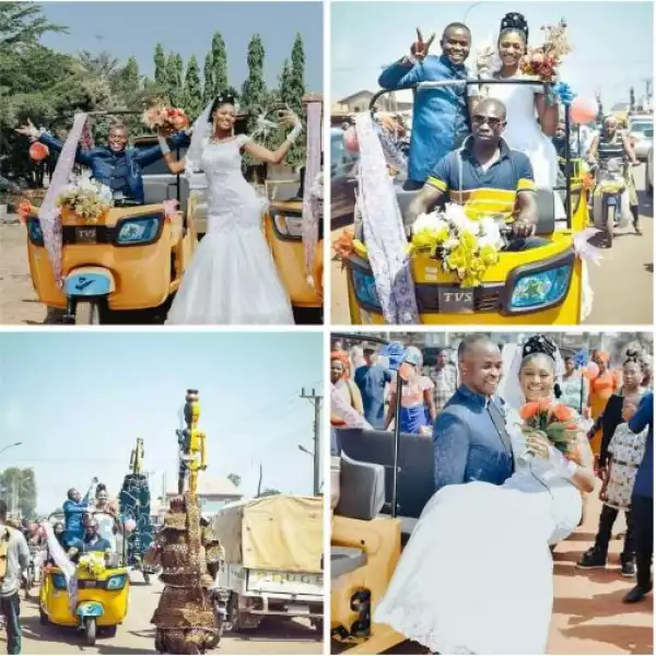 Enugu Legislative Leader And His Wife Arrive At Their Wedding Reception In Keke (Photos)