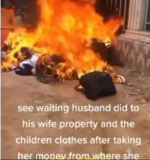 Man Sets Ablaze The Properties Of His Wife And Children After His Wife Queried Him For Taking Her Money (Video)