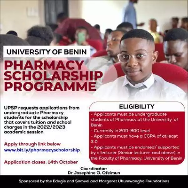 UNIBEN Faculty of Pharmacy Scholarship Application