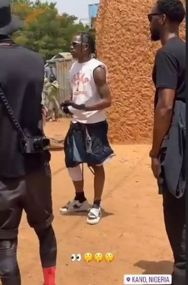 US Rapper, Travis Scott Spotted At A Village In Kano State (Video)