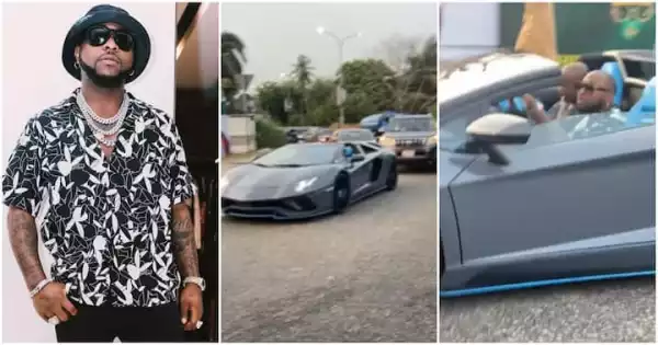 Man Screams Like a Baby After Seeing Davido in His Lamborghini For The First Time in Lagos (Video)