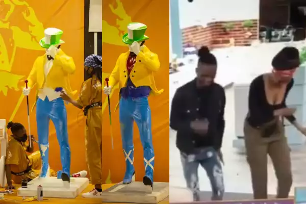 #BBNaija: Watch The Victory Dance Laycon And Vee Did After They Won The Johnnie Walker Task (Video)