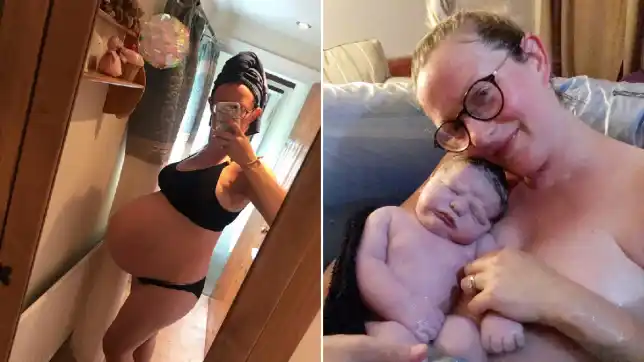 Mum gives birth during lockdown to one of Britain’s biggest babies – weighing the same as a bowling ball (photos)