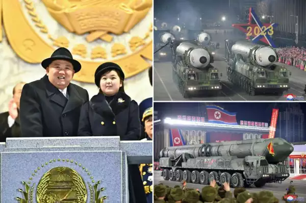 North Korea shows off largest-ever number of nuclear missiles at night time parade