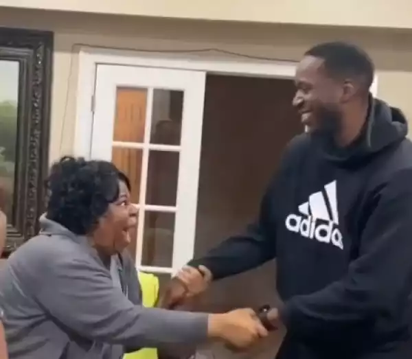 Nigerian mum meets her son, Abasiono Udofiah, a U.S. Marine, for the first time in over a year and her reaction is priceless (video)