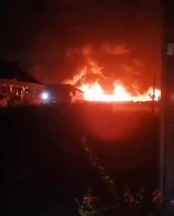 Properties worth millions of Naira destroyed as petrol tanker goes up in flames in Lagos state (video)