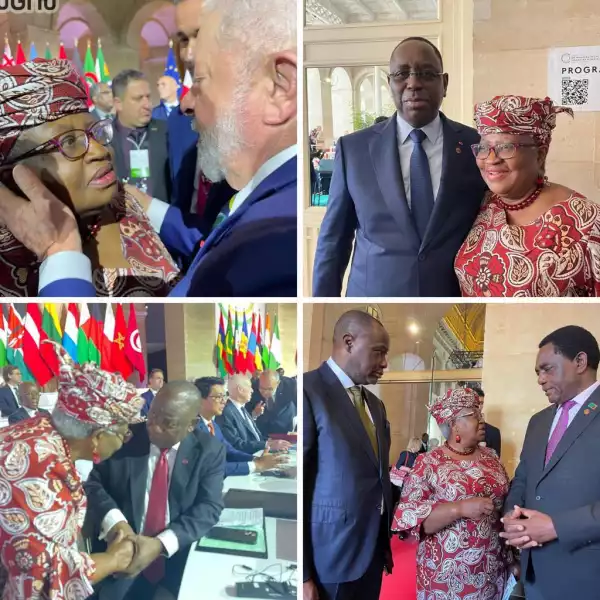 Nigerians tackle Ngozi Okonjo-Iweala for posting photos of herself with other presidents at the Paris Global Financial summit and skipping a pic with President Tinubu