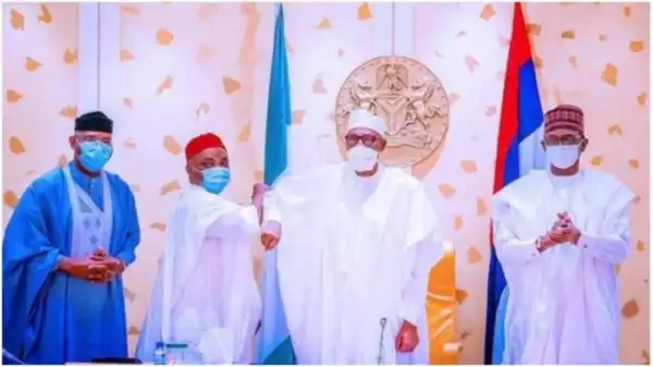 You’re Welcome To Progressives Family – Buhari Tells Sen Nwaoboshi After Defecting To APC
