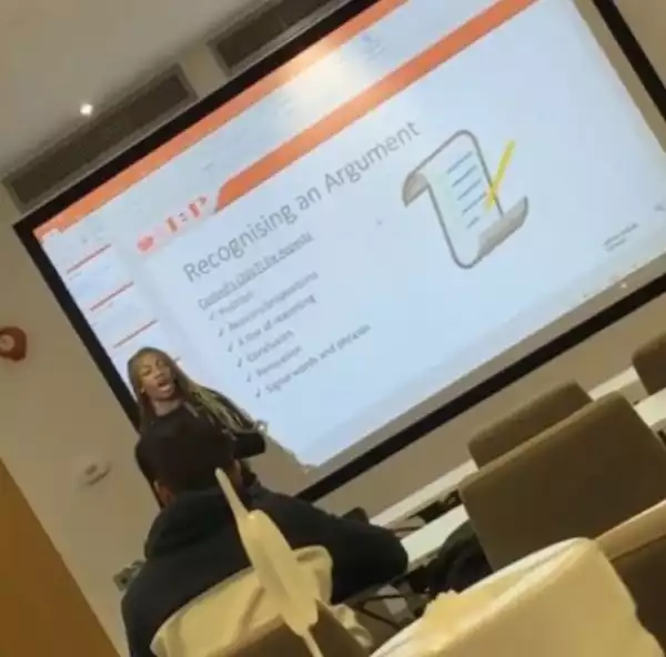 Video Of James Brown Giving A Presentation In Front Of His Coursemates During A Class In UK (video)