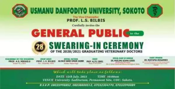 UDUS induction ceremony for 2020/2021 Graduating Veterinary Doctors