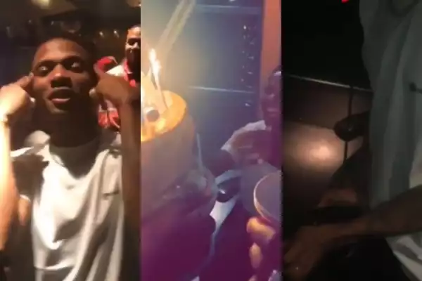 Watch Wizkid Give A Speech At His Birthday Party In The Studio By Popping And Spraying Champagne On His Friends (Video)