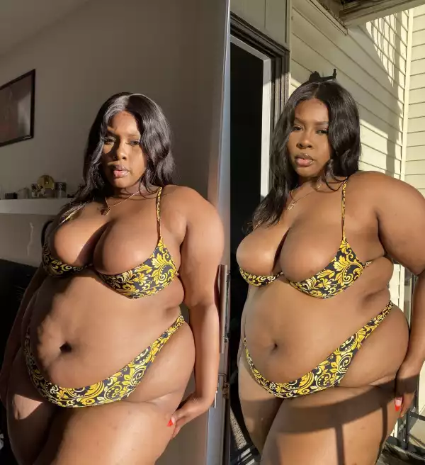BBW gets attention of Twitter users after showing off her curves in a skimpy bikini