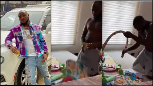 Davido Shares Video Of Himself Trying His Best To Fix Toys For His Son To Play With But Failed Woefully (Video)