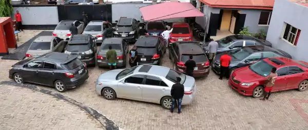 Exotic Cars, Phones Recovered From 49 Internet Fraudsters Arrested in Ekiti, Oyo (Photos)