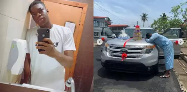 Instagram comedian, Thecute Abiola receives a car gift as he celebrates his birthday today (Video)