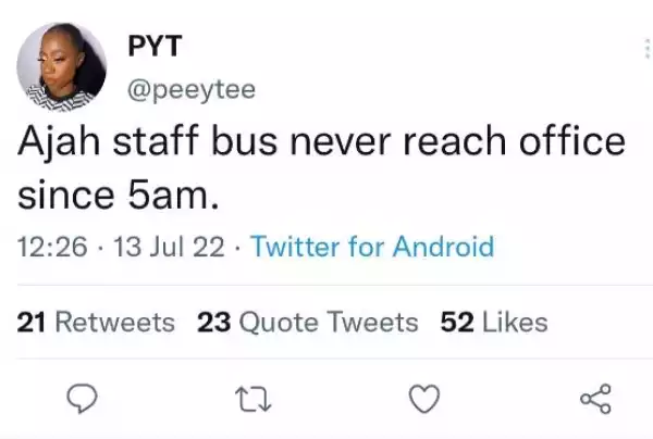 Staff Bus Gets To Office At 1:23pm After Leaving At 5am Due To Heavy Traffic