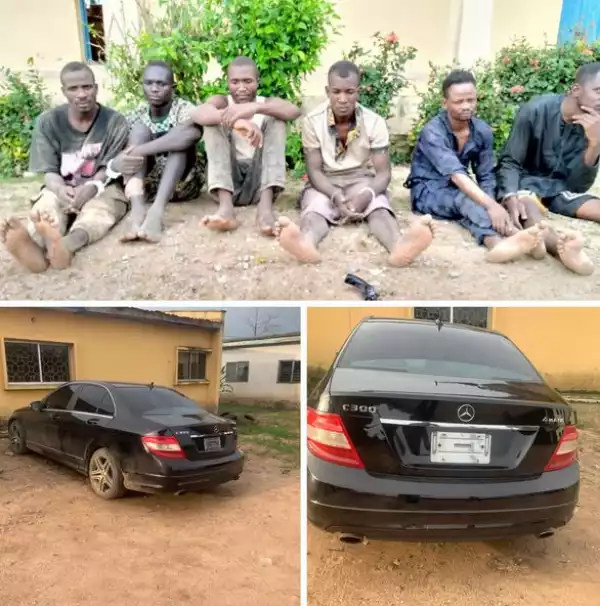Osun Police Arrest Six Suspects For Armed Robbery, Recover Car Snatched At Gunpoint (Photos)