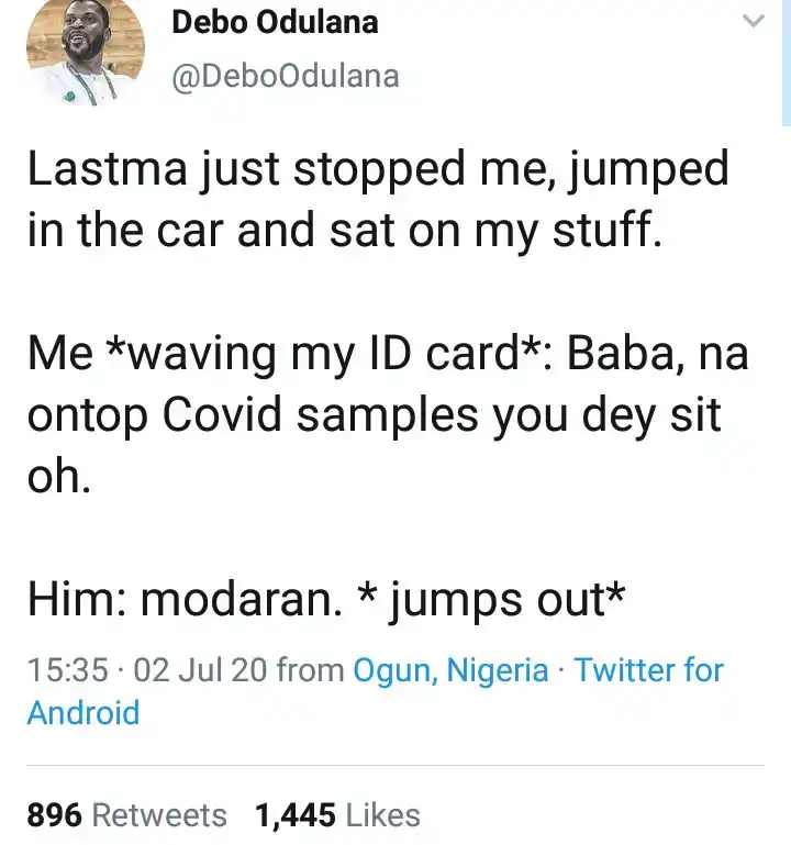 Man reveals what he told a LASTMA official that made him jump out of his car when he stopped him
