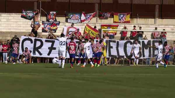 Atletico Madrid fans raise anti-Cristiano Ronaldo banner during friendly