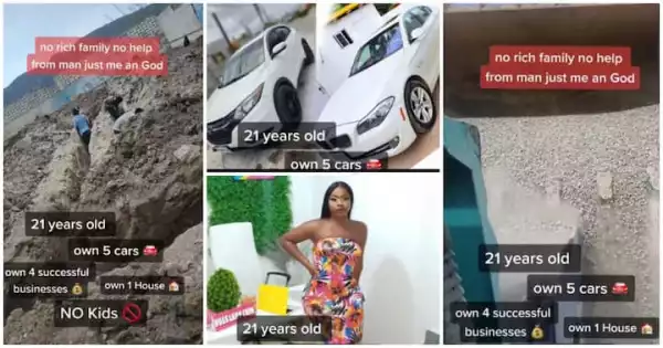 21-Year-Old Lady Proudly Shows off Her 5 Cars, House and 4 Businesses, Causes Outrage (Video)