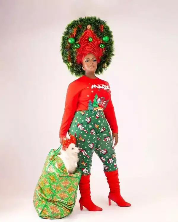 Eniola Badmus Causes Stir Online With Huge Christmas Tree-Like Headgear