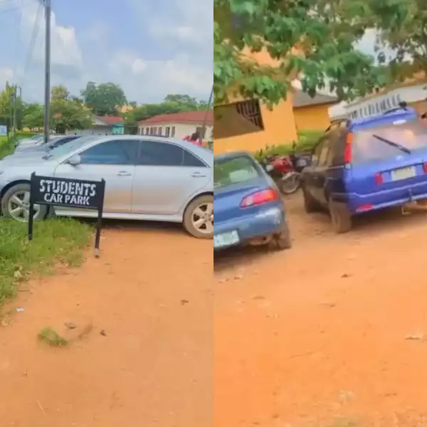 Lady Compares Cars Driven By Lecturers Versus Ones Driven By Students At A University In Nigeria (Video)