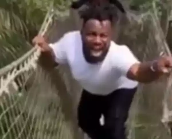 Sabinus Panics During Canopy Walk In Lagos (Video)