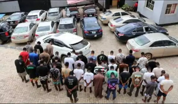 EFCC Arrests 45 Suspected Internet Fraudsters in Ogun, Exotic Cars Recovered (Photos)