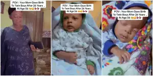 Nigerian Woman Overjoyed After Giving Birth to Twins at 56