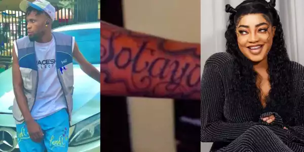 “You made us happy” Filmmaker, Mayowa Adeshina professes love for Sotayo Gaga as he tattoos her name on his arms