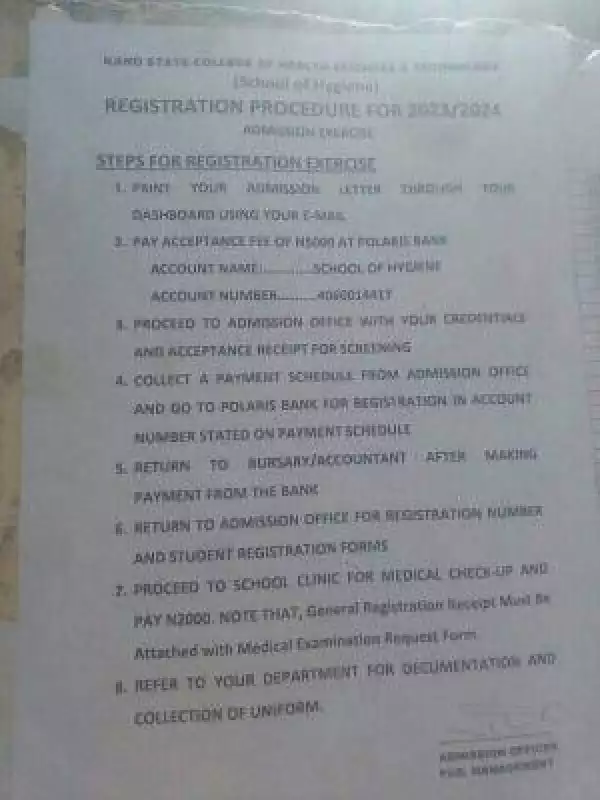 Kano State College of Health Science Registration procedures, 2023/2024