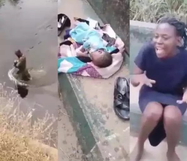 Good Samaritan Rescues Baby Thrown Into River Along Badagry Road By The Mum (Video)