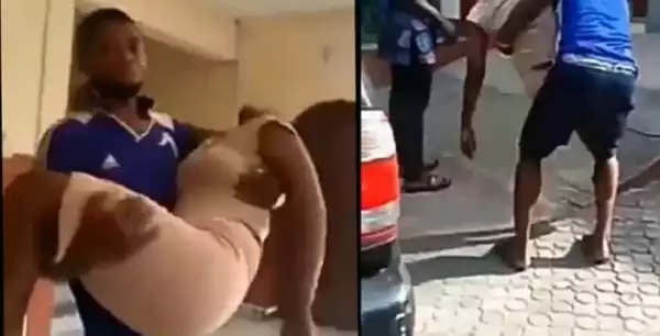 SO SAD!!! Husband Treks Long Distance Carrying Sick Wife To Hospital In Rivers State (Watch Video)