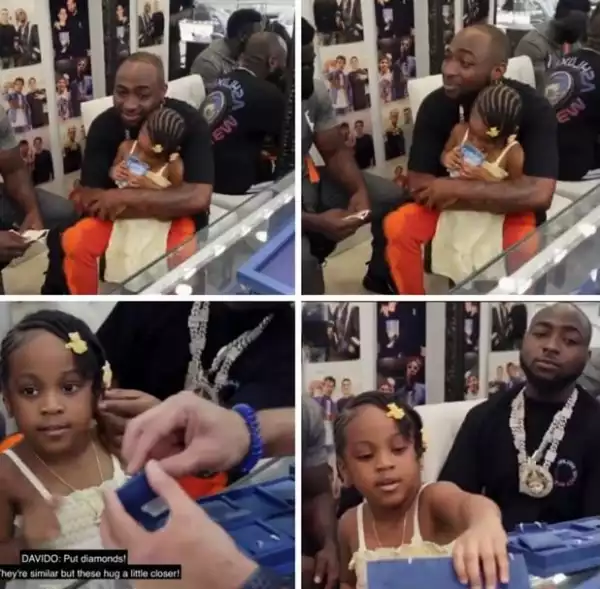 ”Your Daddy Is Rich” Davido Tells Daughter, Hailey, As He Buys Her Diamonds (Video)