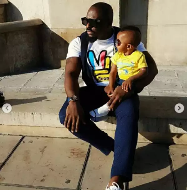 Actor, Jim Ijke visits the Eiffel Tower with his young son Harvis (photos)