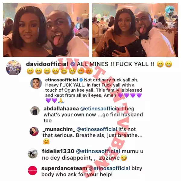Nigerians drag Etinosa Idemudia over comment on Davido’s Instagram post