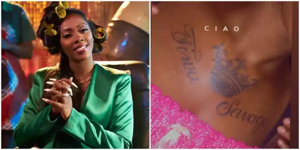 ‘You Burst My Brain’ – Singer Tiwa Savage Reacts As Fan Tattoos Her Name On Her Chest
