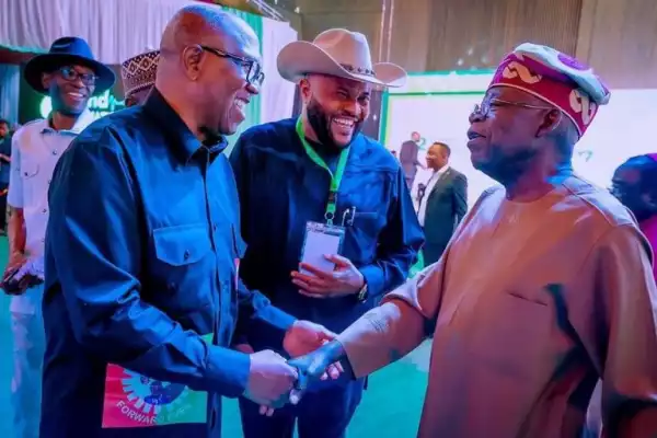 Reactions As Peter Obi Shakes Hands With Tinubu At Peace Accord Signing (Photo)