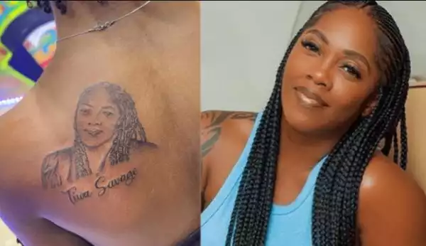 Fan Gets Tattoo Of Tiwa Savage’s Face On Her Back (Video)