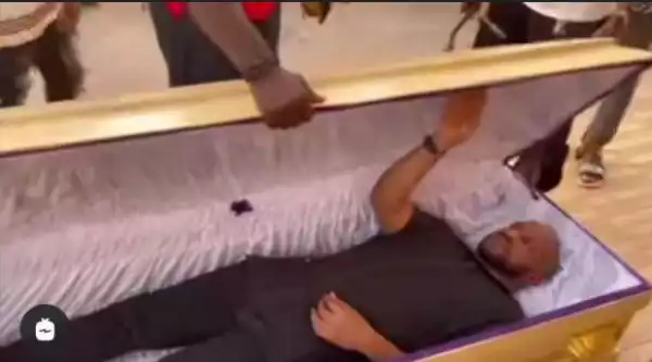 I’m Shooting A Romance Film In My Own Way – Yul Edochie Says As He Lies Inside A Coffin Shortly After FG Banned Money Ritual Movies (Video)