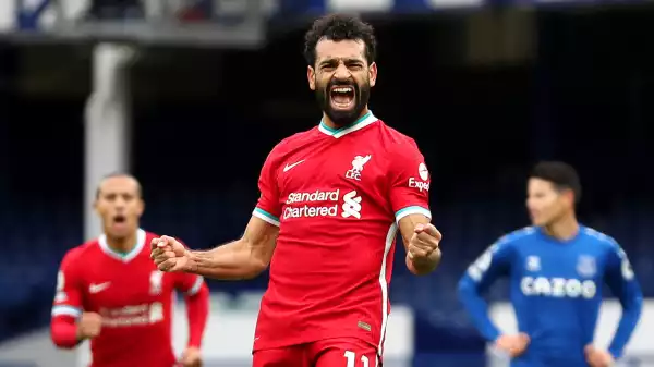 Salah scores 100th goal for Liverpool with strike against Everton in Merseyside derby
