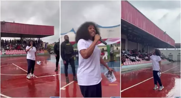 2023: Tacha In Tears As She Begs Nigerian Youths To Get Their PVCs While Standing In The Rain (Video)
