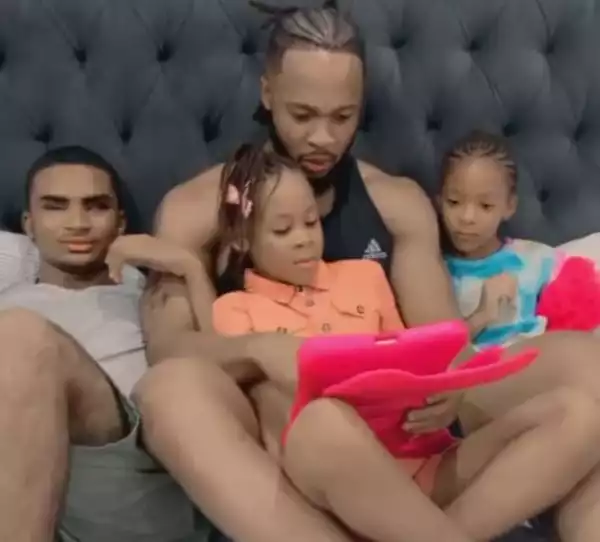 Adorable Video Of Flavour Teaching His Children Igbo Language