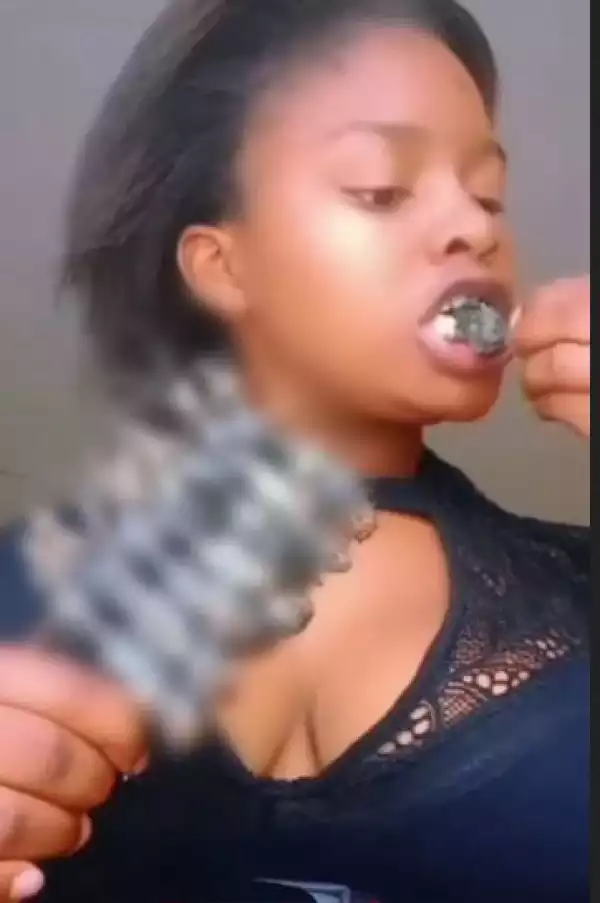 Mixed Reactions As Lady Is Spotted Eating Rats (Video)