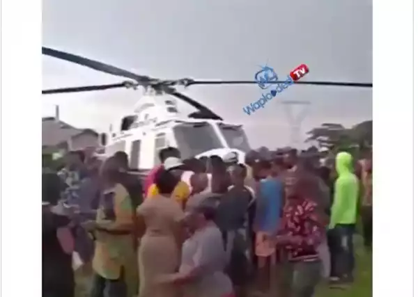 Residents in Oluku, Edo state has Seized a Helicopter