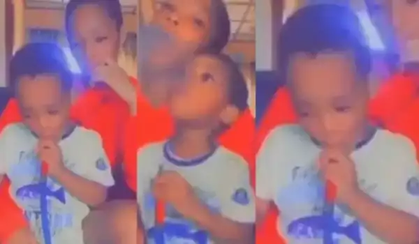 Nigerian mum seen smoking Shisha with 4-yr-old son declared wanted by the Police