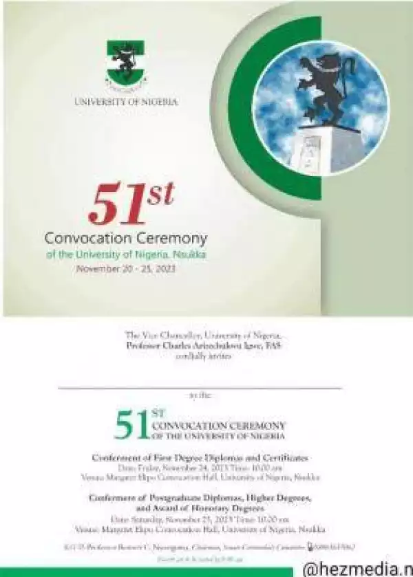 UNN announces 51st convocation ceremony