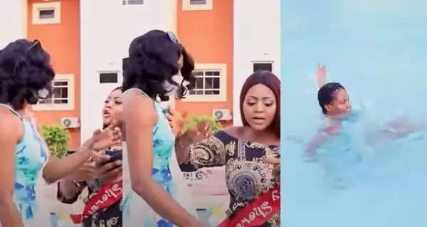 Regina Daniels Reacts After Being Backlashed For Pushing Her PA Into Water – Says It’s Pregnancy Hormones